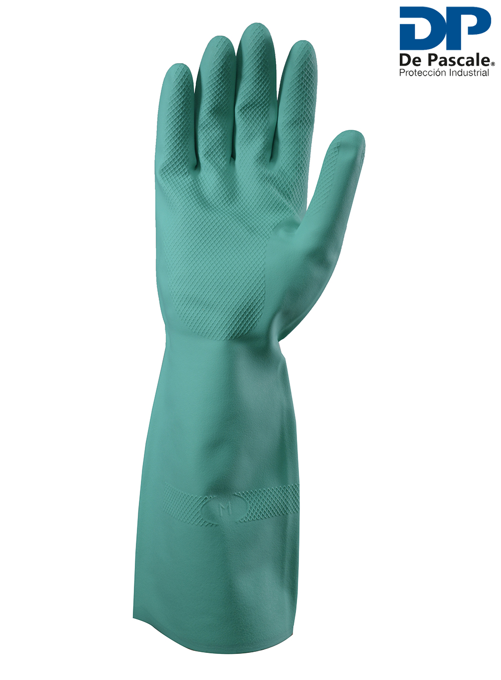 GUANTE DE ACRILO NITRILO PESADO VERDE FLOCADO 40CM LARGO ESPESOR 0.5MM DE PASCALE