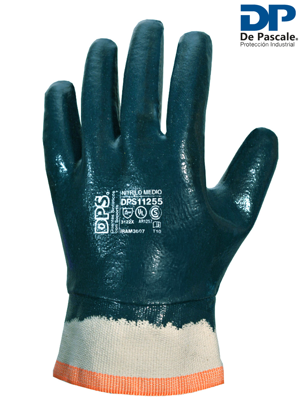 GUANTE NITRILO MEDIO BAÑO COMPLETO AZUL PUÑO DE LONA DE PASCALE