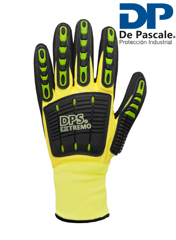 GUANTE TEJIDO SIN COSTURA AMARILLO G15 DOBLE BAÑO NITRILO REFUERZO TPR ANTISHOCK DE PASCALE