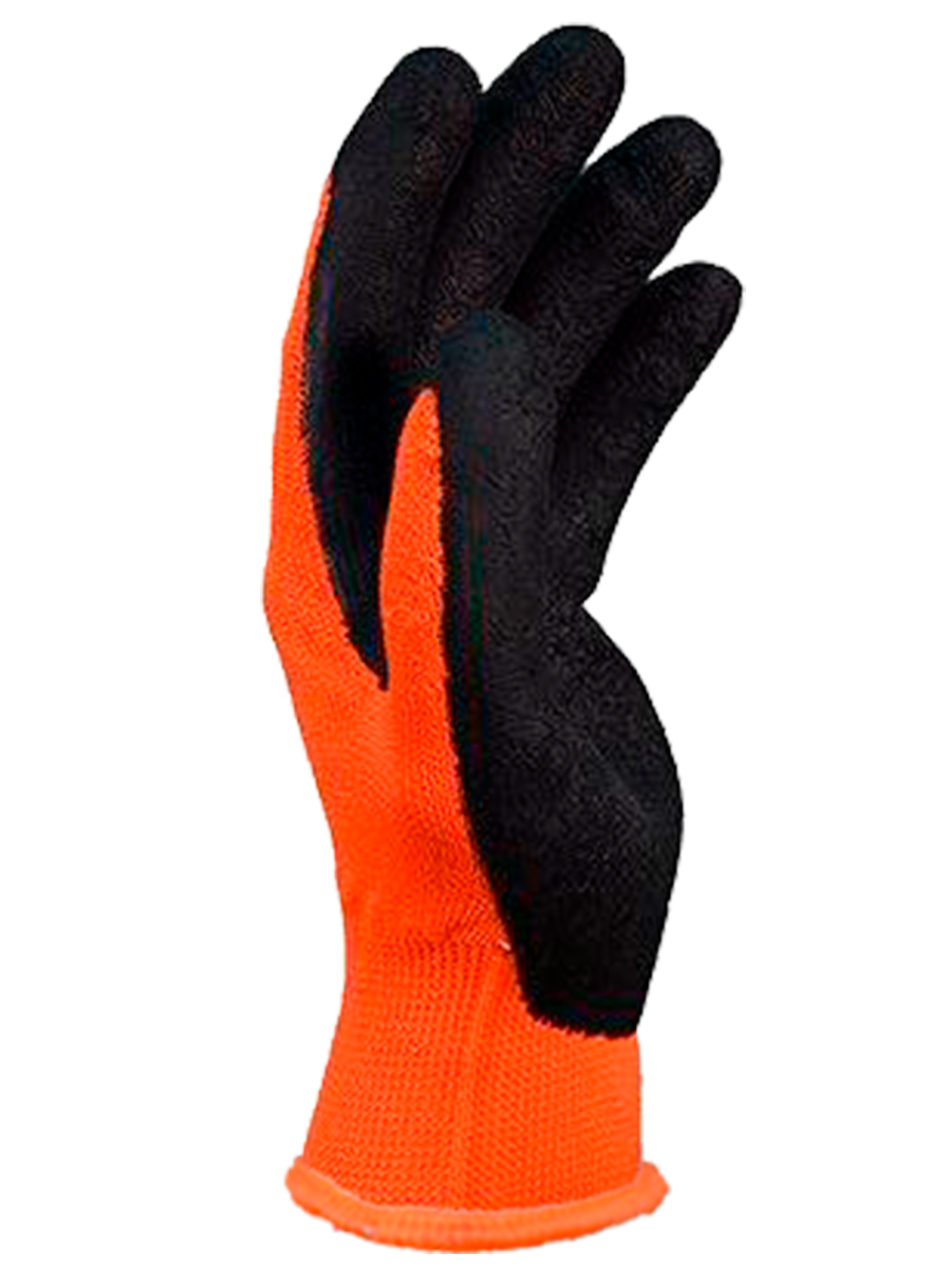 GUANTE SIN COSTURA NARANJA RECUBIERTO EN LATEX RUGOSO NEGRO DE PASCALE