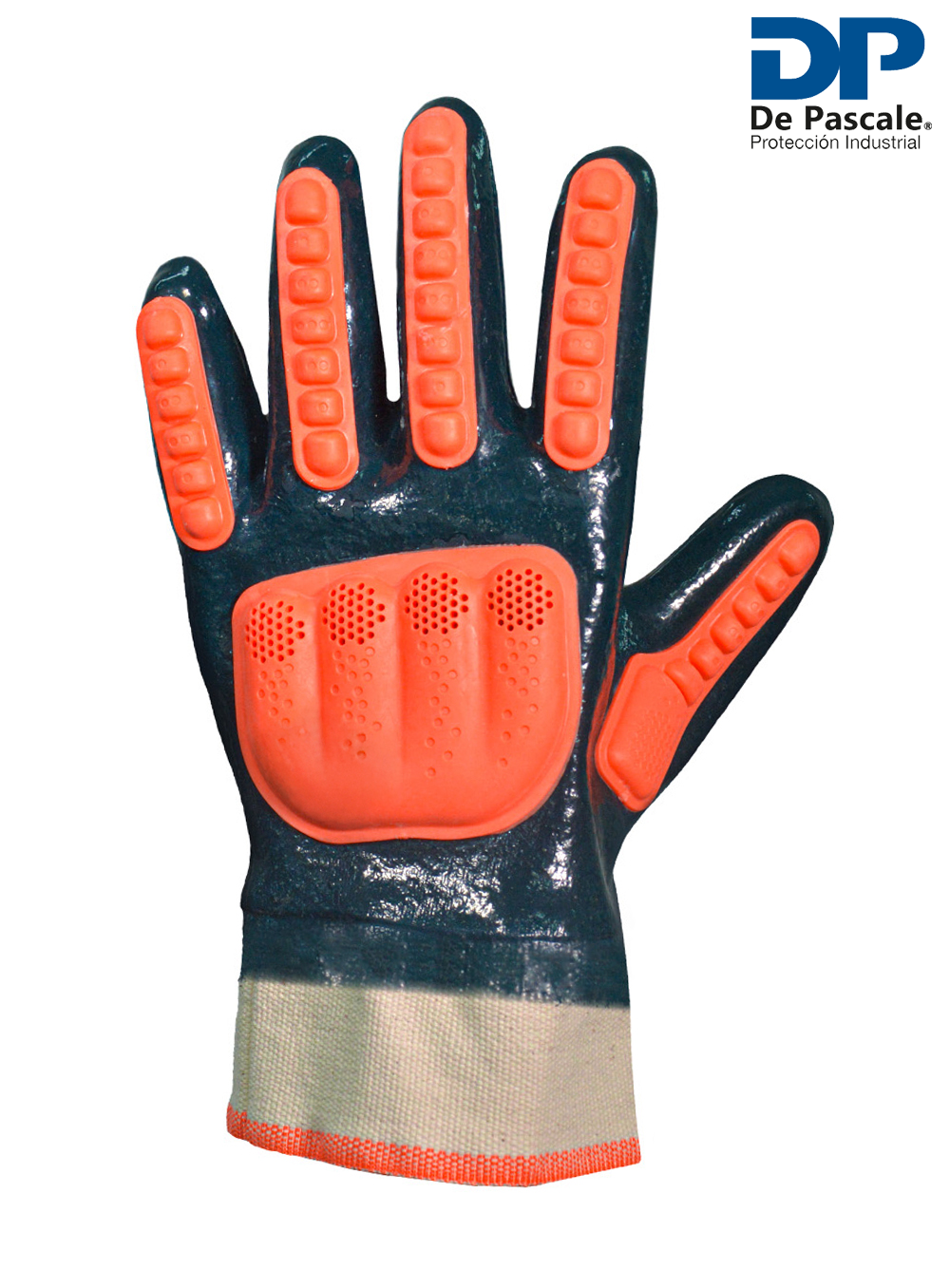 GUANTE NITRILO MEDIO BAÑO COMPLETO AZUL PUÑO DE LONA ANTISHOCK DE PASCALE