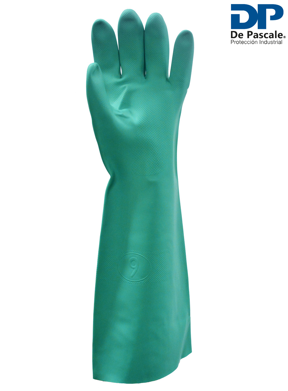 GUANTE DE ACRILO NITRILO PESADO VERDE FLOCADO 45CM LARGO ESPESOR 0.6MM DE PASCALE