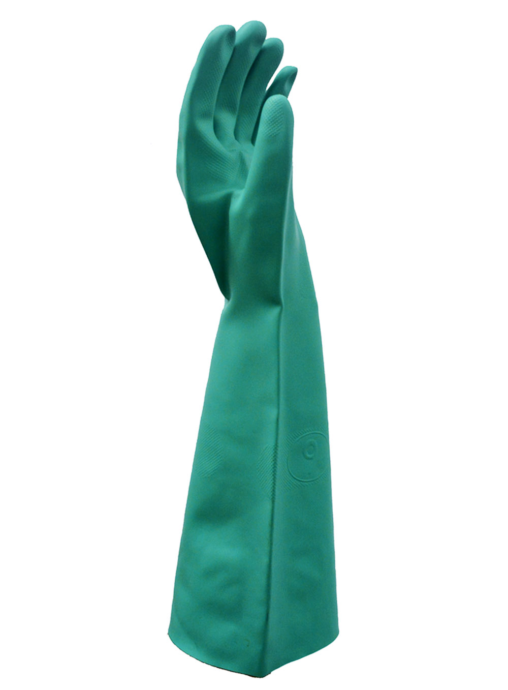 GUANTE DE ACRILO NITRILO PESADO VERDE FLOCADO 45CM LARGO ESPESOR 0.6MM DE PASCALE