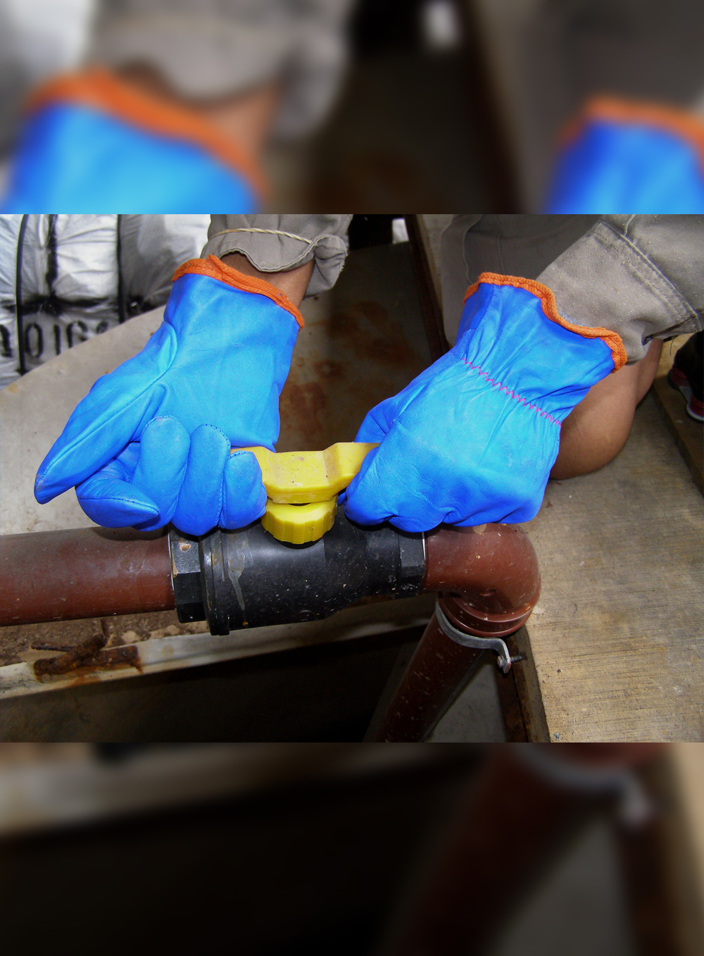 GUANTE LINCOLN VAQUETA ELASTIZADO AZUL HIDROFUGADO DE PASCALE