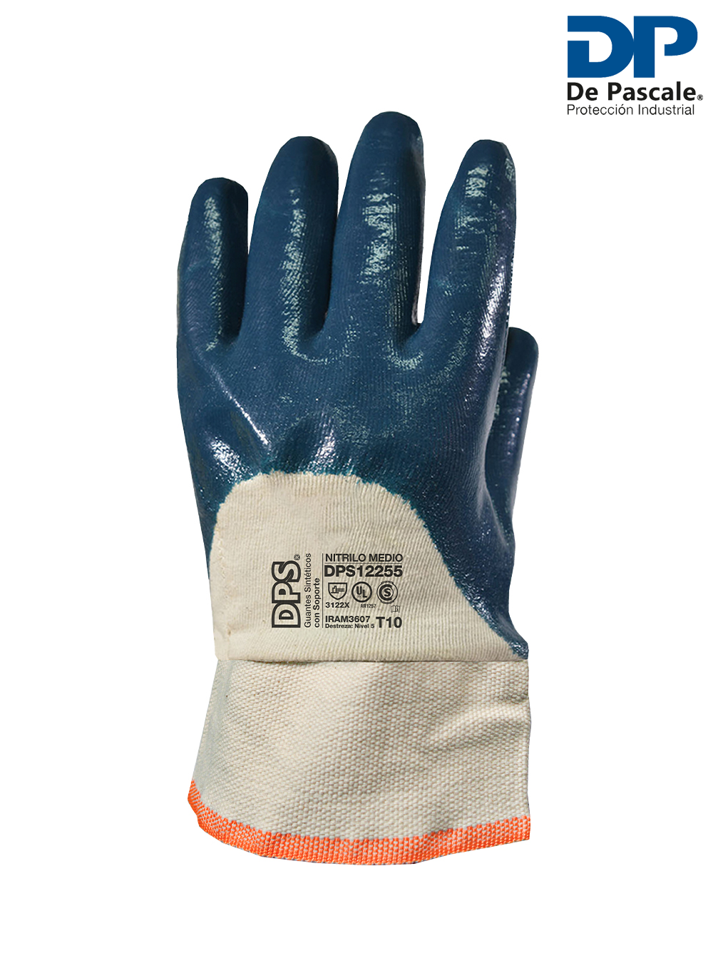 GUANTE NITRILO MEDIO VENTILADO AZUL PUÑO DE LONA DE PASCALE