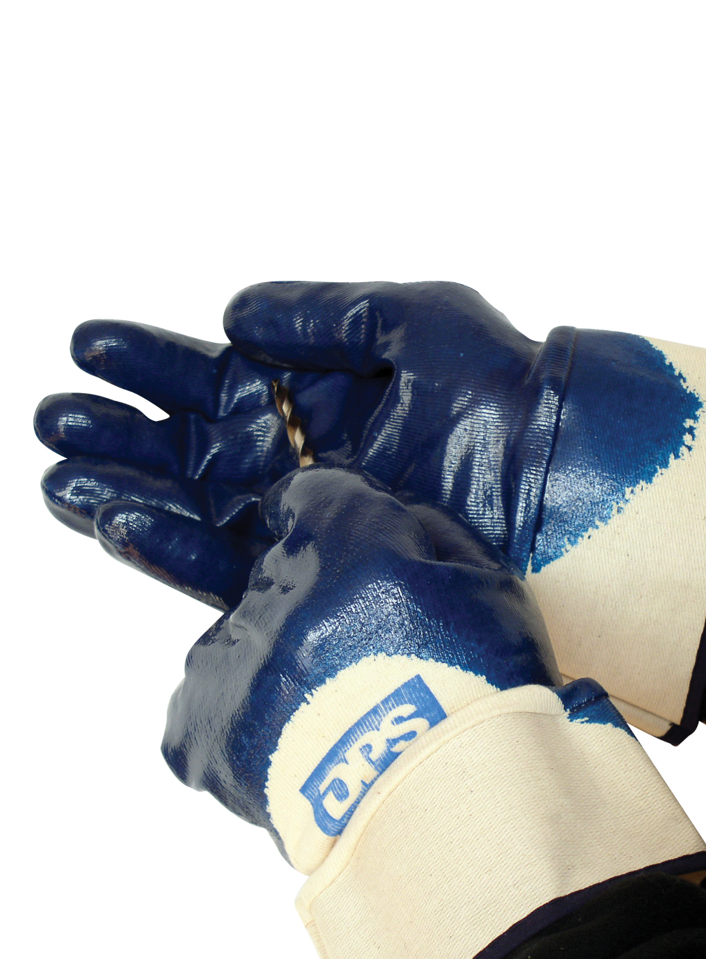 GUANTE NITRILO MEDIO VENTILADO AZUL PUÑO DE LONA DE PASCALE