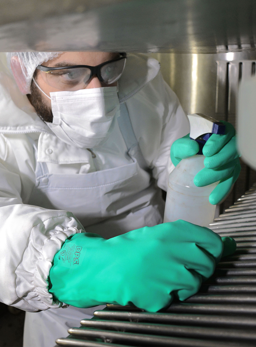 GUANTE DE ACRILO NITRILO PESADO VERDE FLOCADO 40CM LARGO ESPESOR 0.5MM DE PASCALE