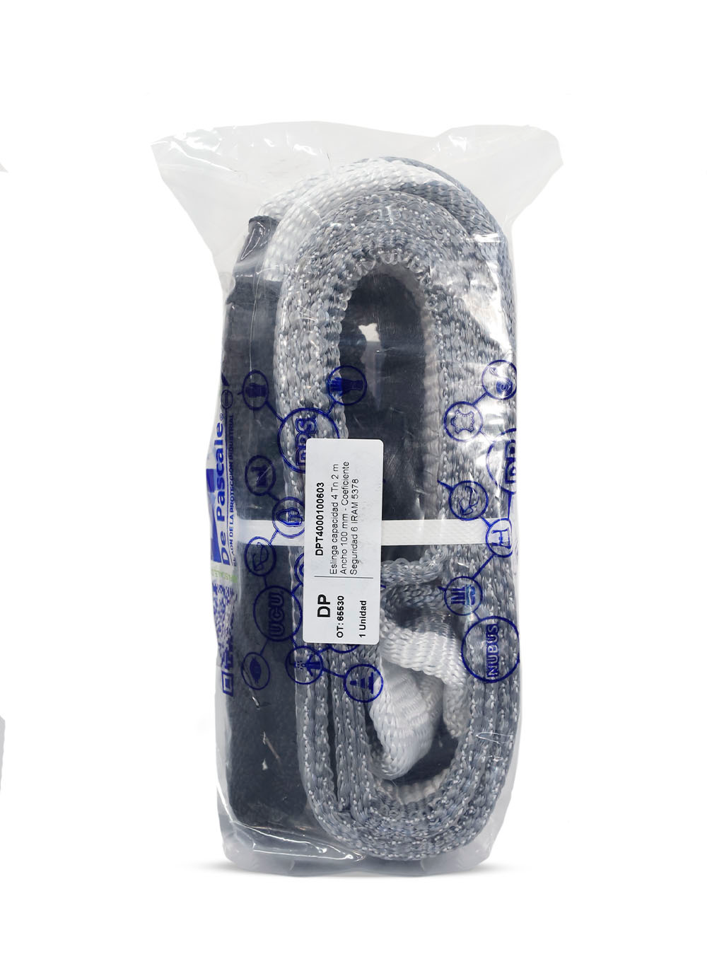 ESLINGA CAPACIDAD 4 TN LARGO 1 A 8 MTS ANCHO 100 MM COEFICIENTE SEGURIDAD 6 DE PASCALE