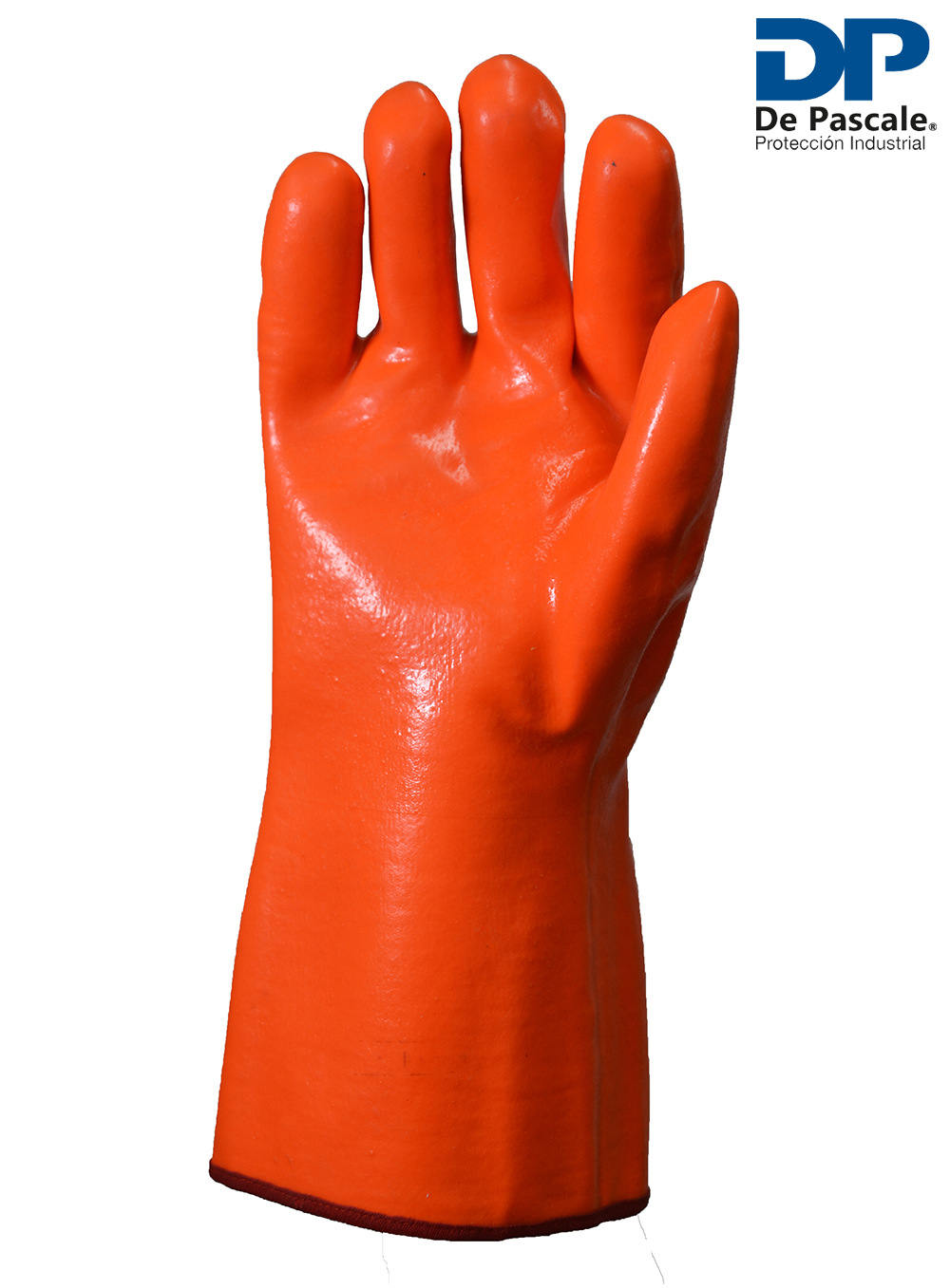 GUANTE PVC NARANJA FLÚO BAJAS TEMPERATURAS LARGO 35CM FORRADO DE PASCALE