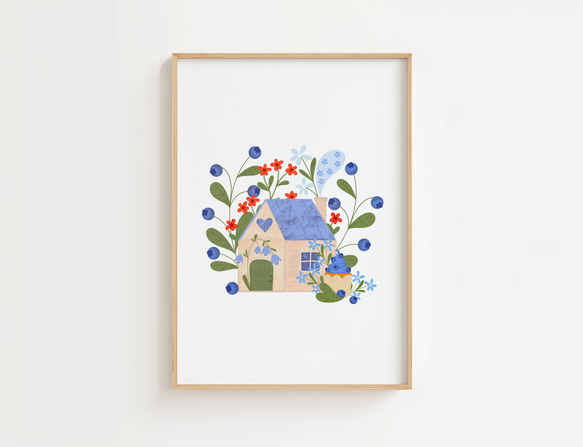 Blueberry Cottage Art Print