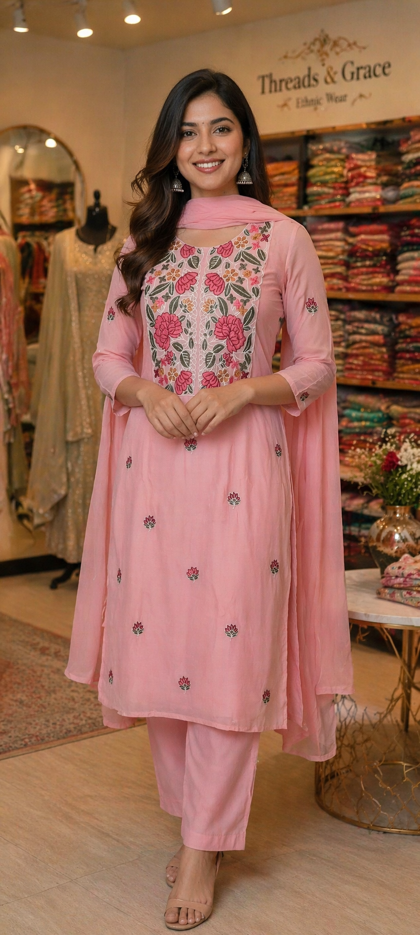 Mal Chanderi Kurta-Pant-Dupatta