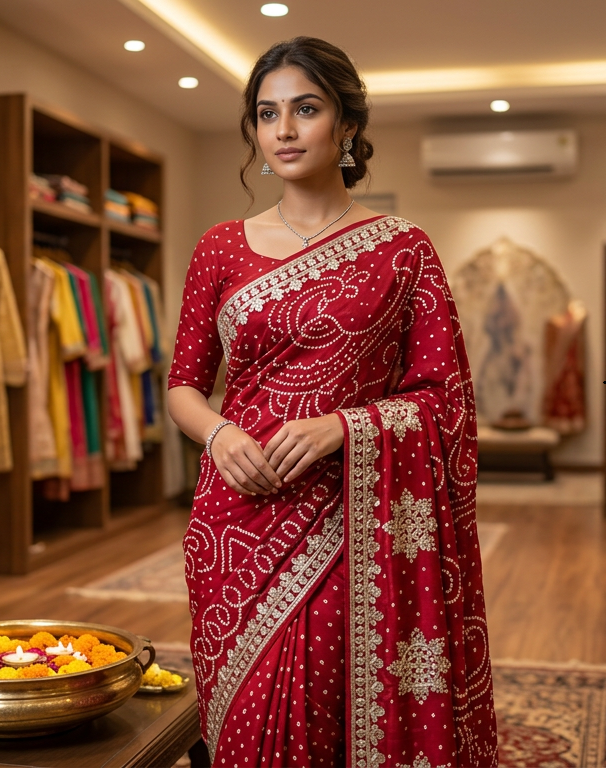 Elegant Red Modal Silk Saree