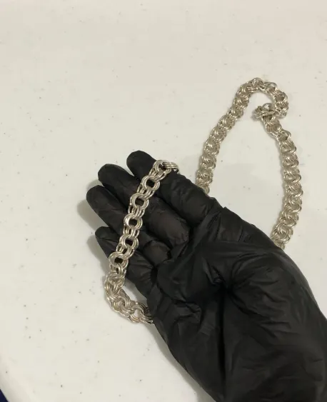 Cadena de plata tejido Chino gruesa .925