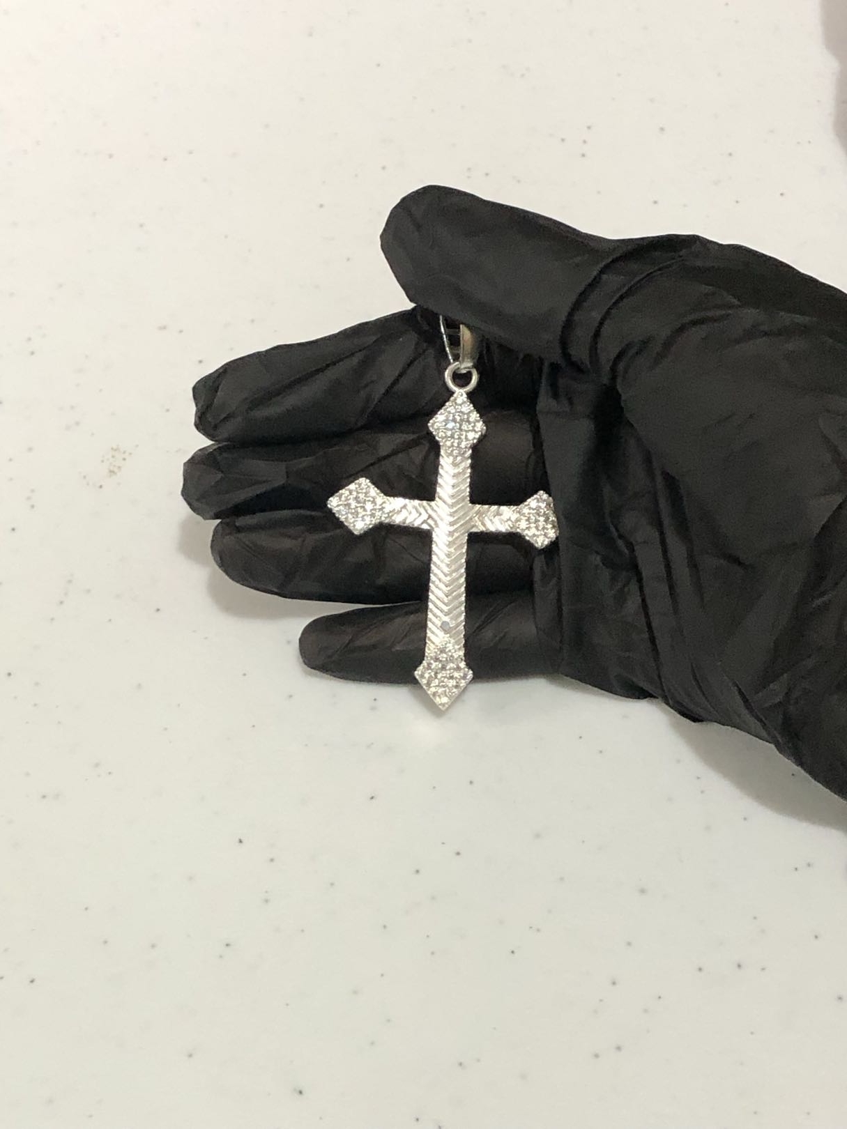 Dije de Cruz de Plata Diamantado .925