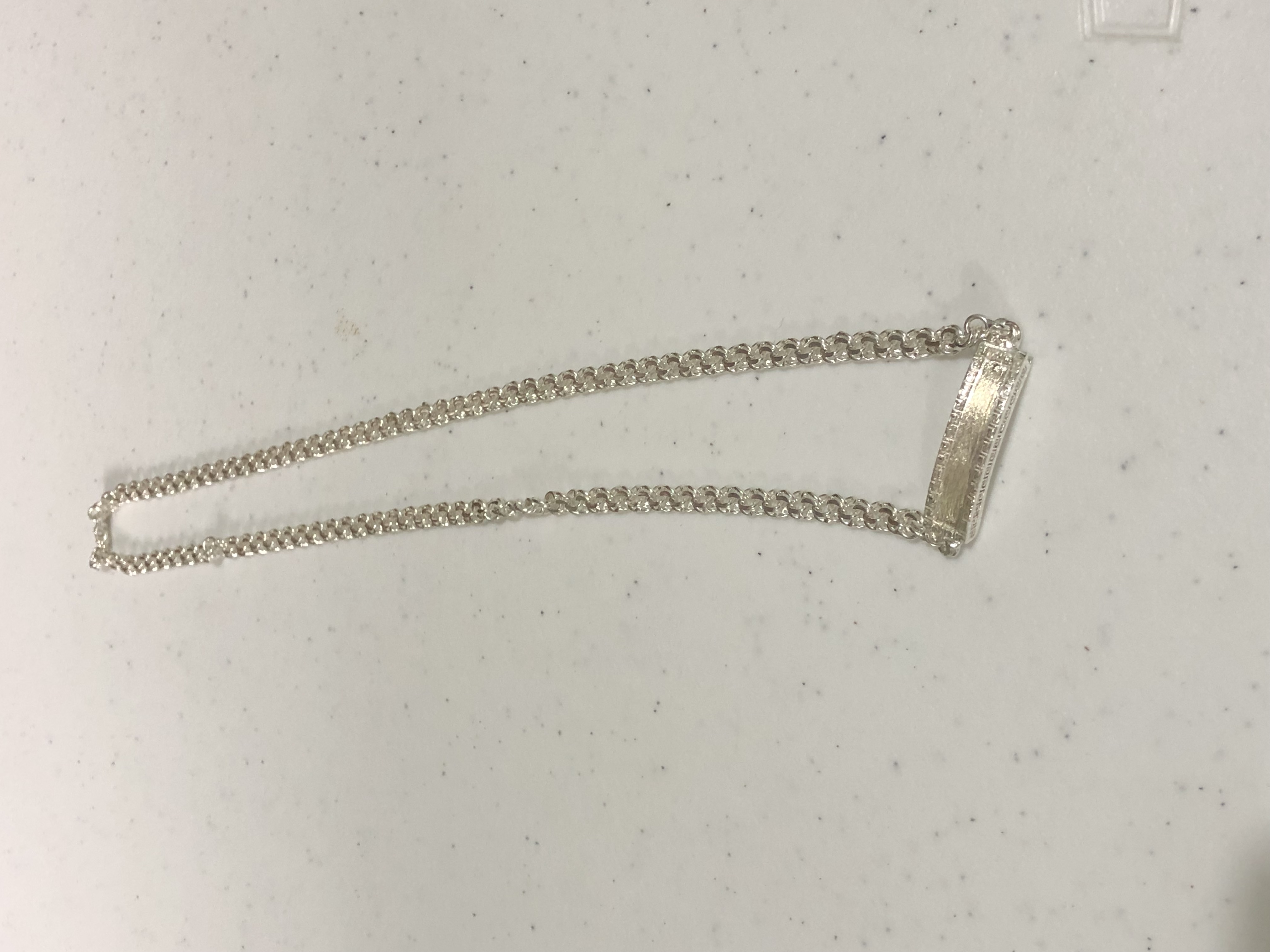 Cadena Tejido Chino para Grabar nombre de plata .925