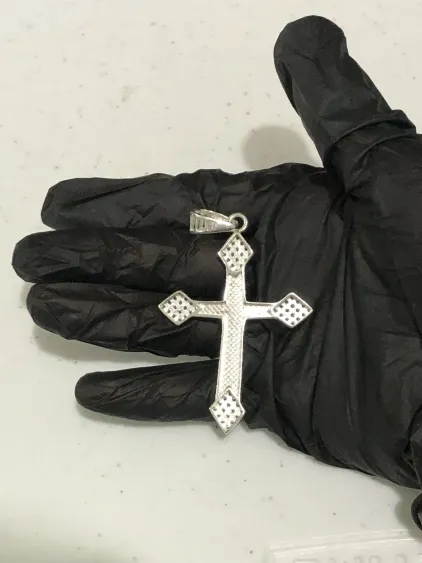 Dije de Cruz de Plata Diamantado .925