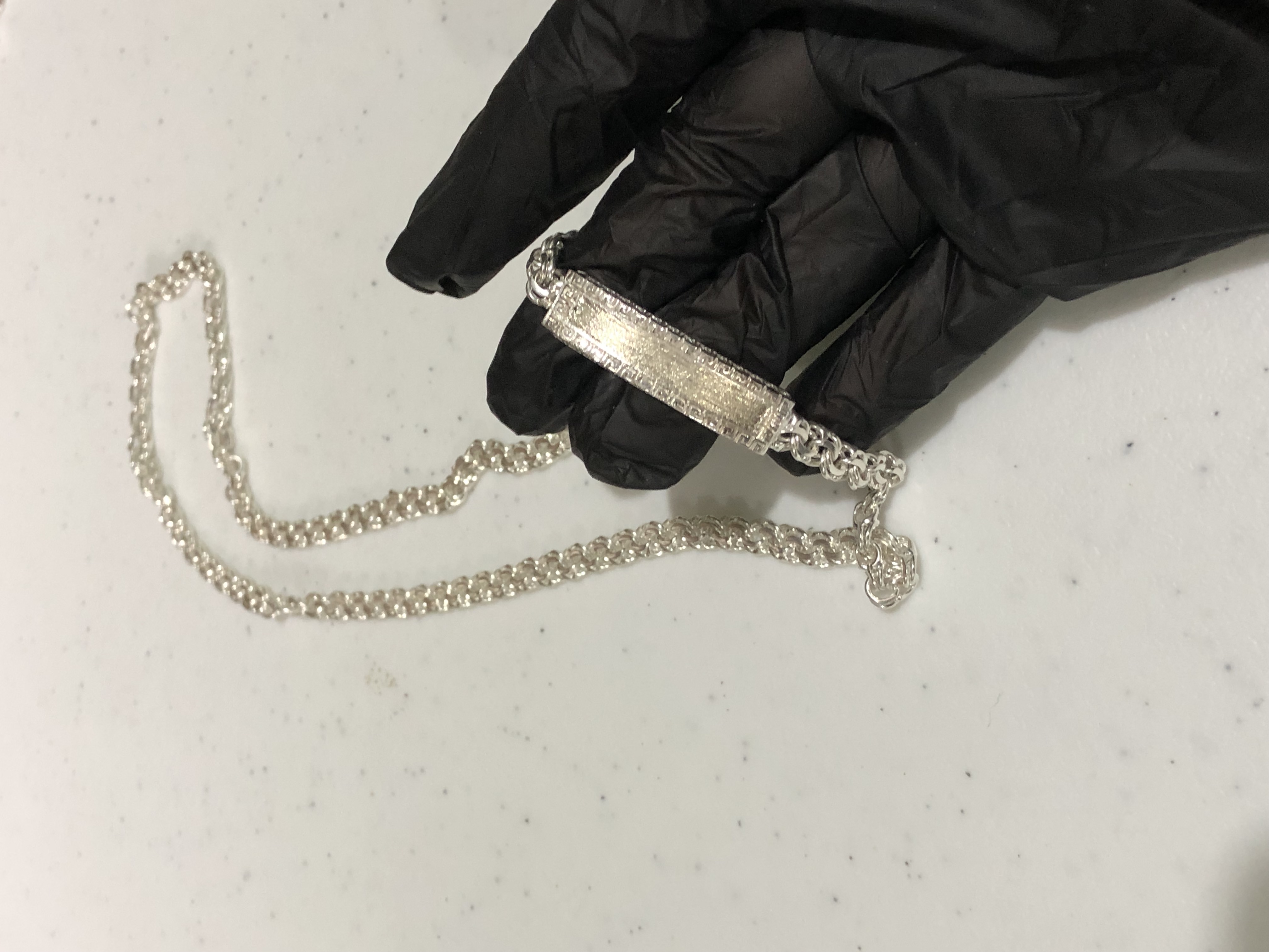 Cadena Tejido Chino para Grabar nombre de plata .925