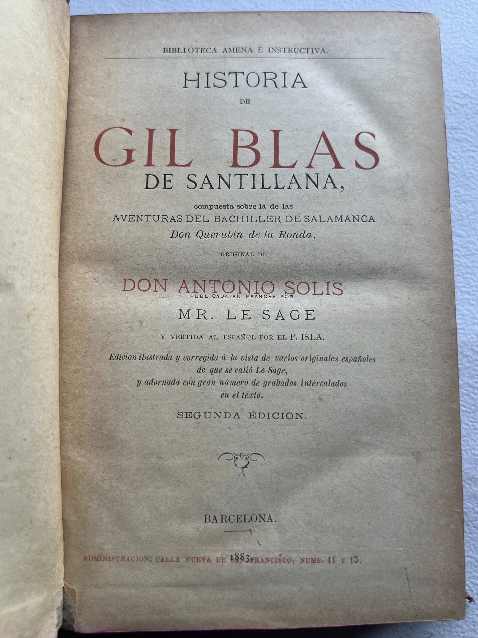 Historia de Gil Blas de Santillana Por Don Antonio Solis 