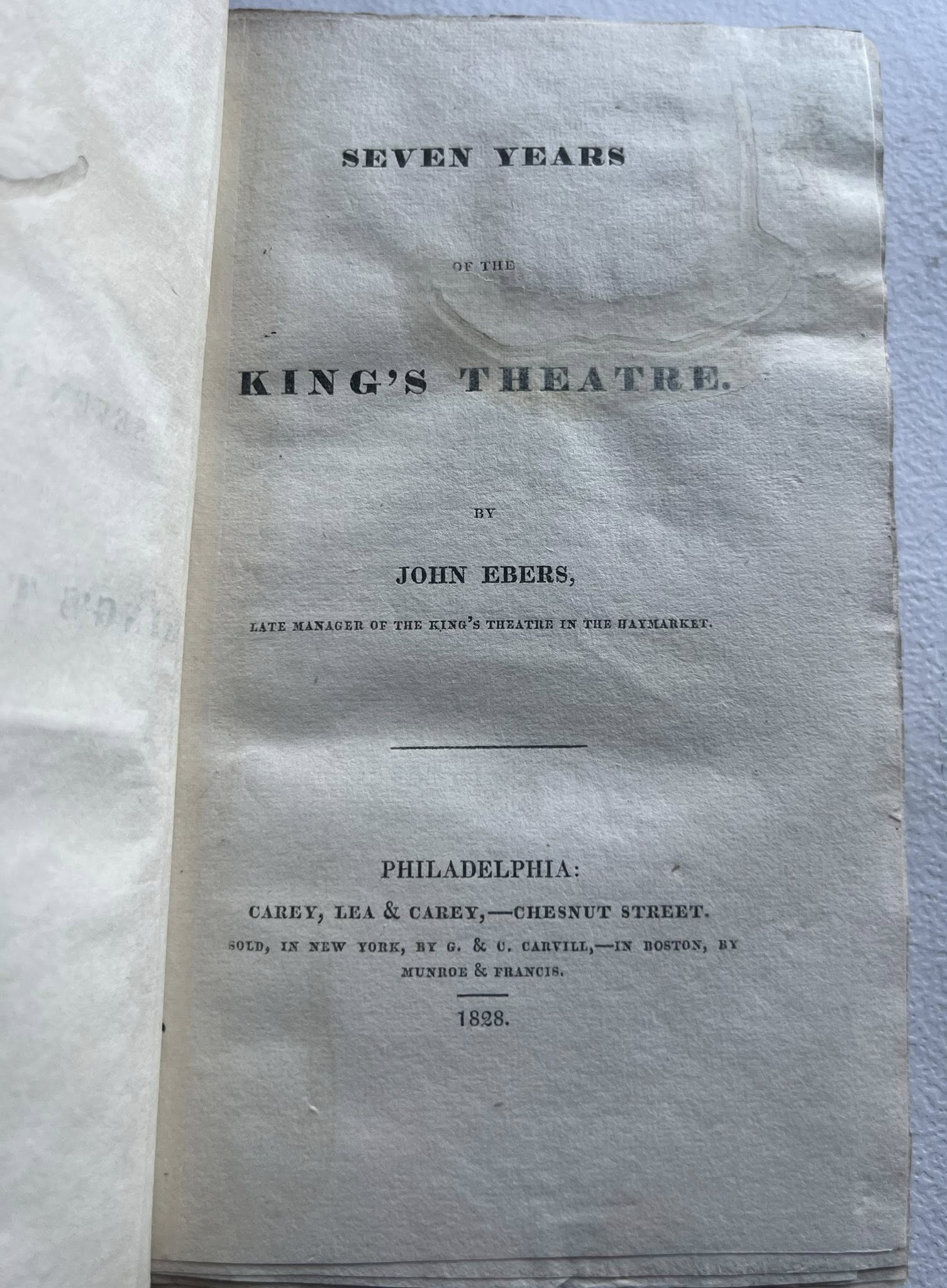 Seven Years of the king's theatre Por Jhon Ebers