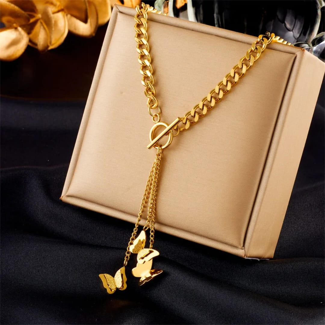 Bold Gold Initials Necklace Stainless Steel