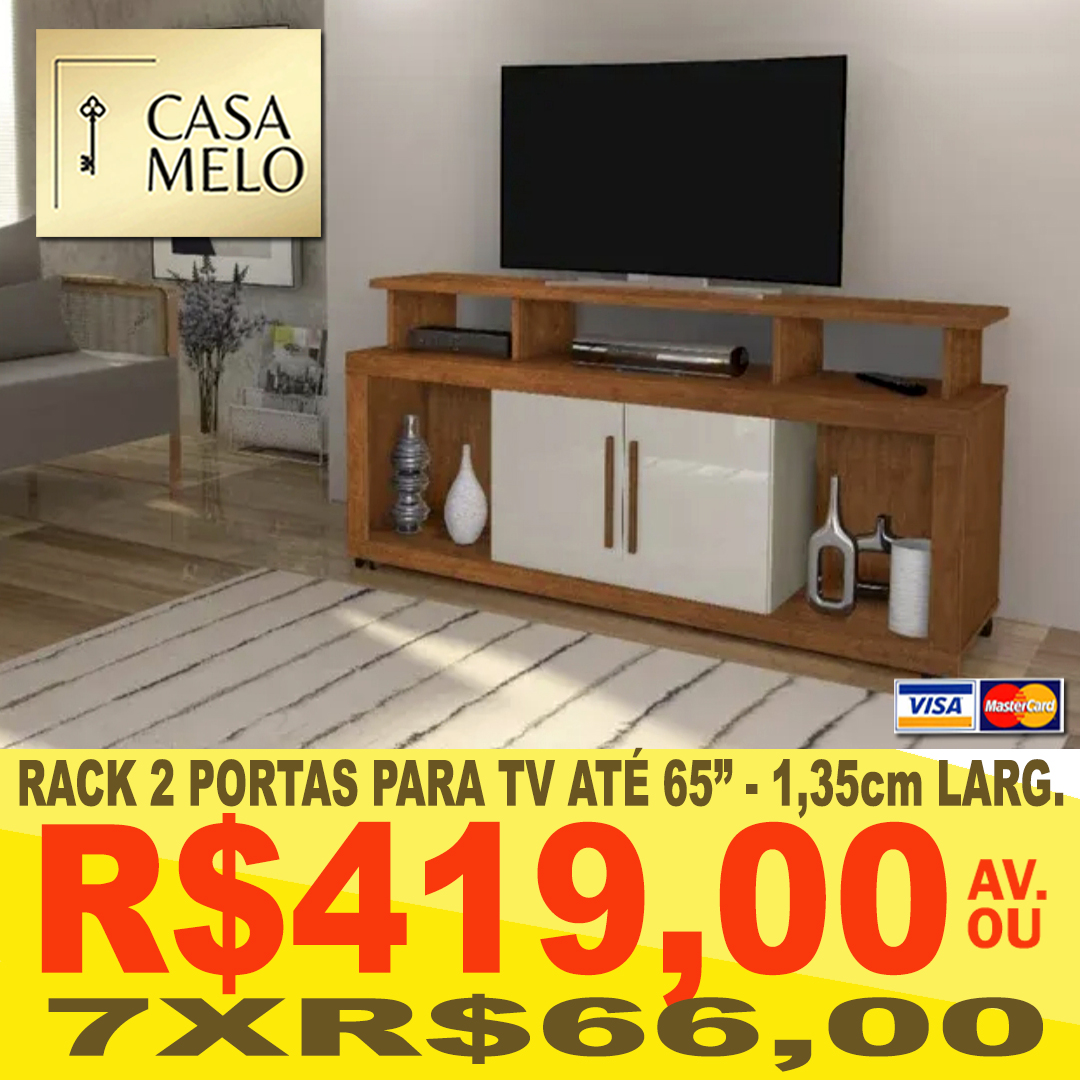 Rack 2 Portas para TV até 65" - 1,35m de largura