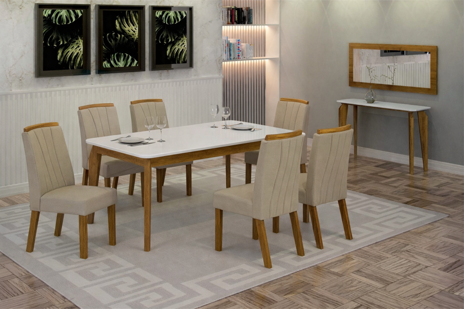 Mesa de Jantar Brenda Retangular com 6 cadeiras