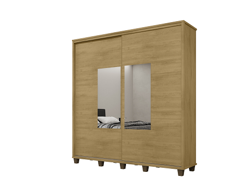 Guarda-Roupa com Espelho 2 portas de correr, 4 gavetas com espelho