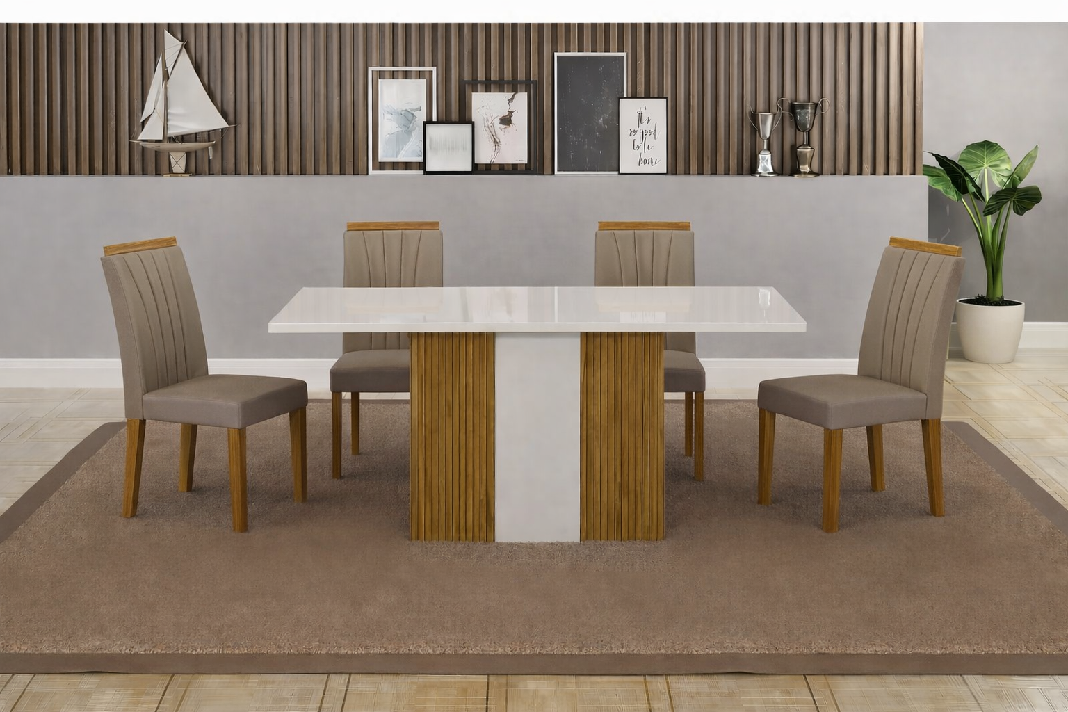 Conjunto de Mesa de Jantar Retangular com cadeiras