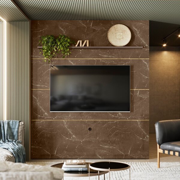 Painel e Rack de TV em Mármore Guaporé