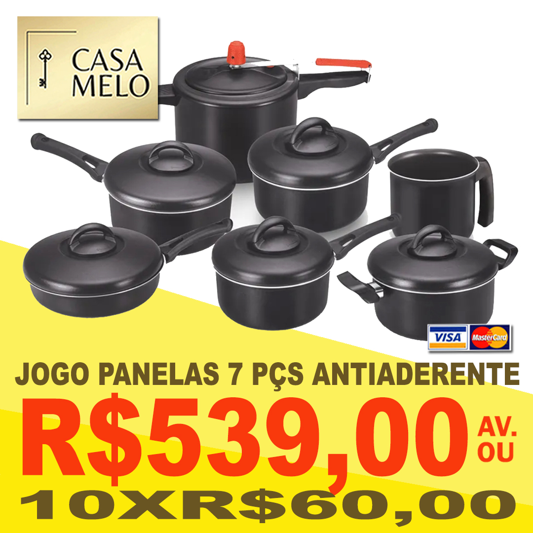 Jogo de Panelas 5 e 7 Peças Antiaderente