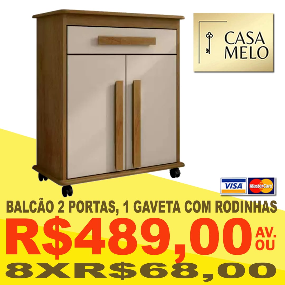 Balcão 2 Portas, 1 Gaveta com rodinhas