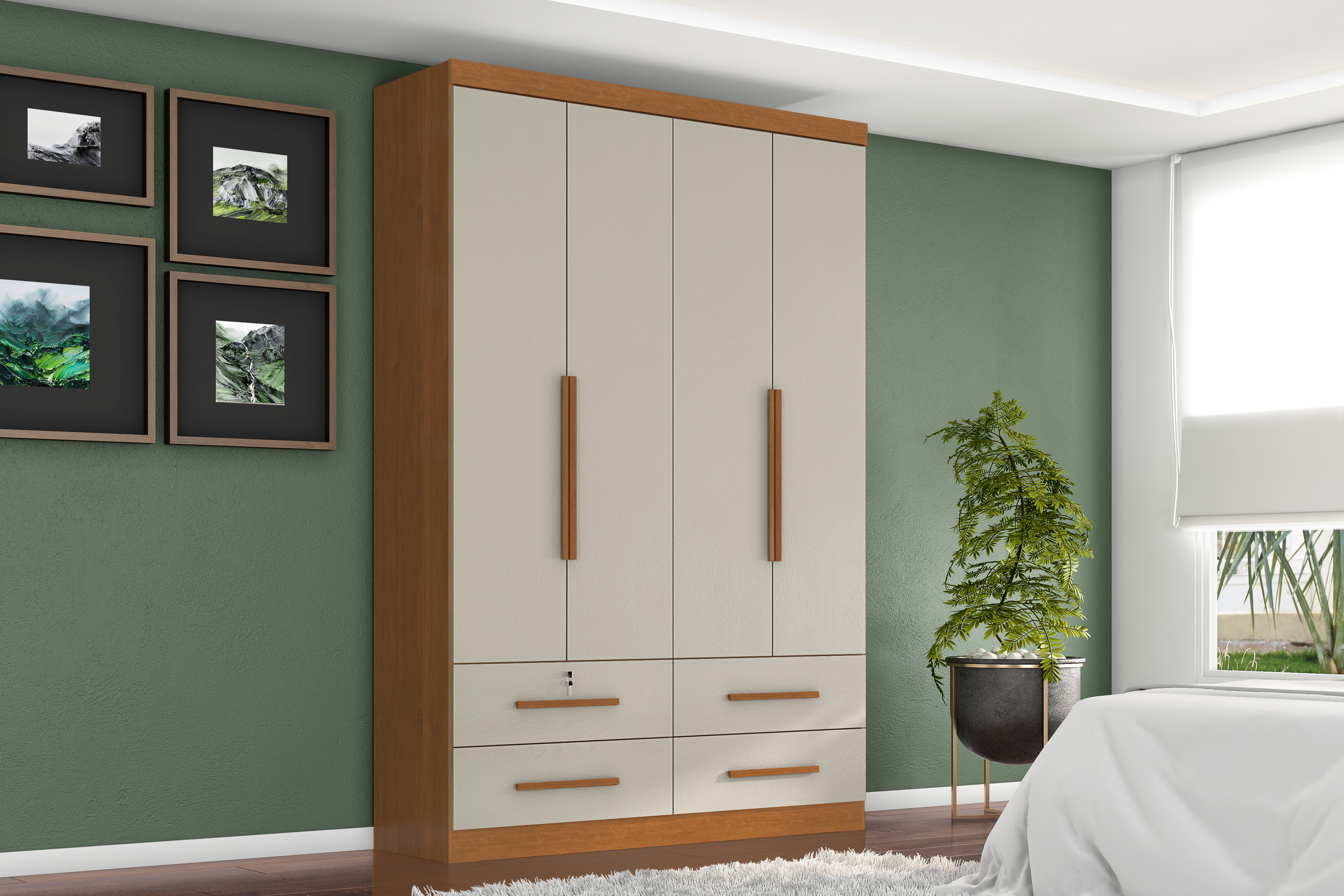 Guarda-roupa 4 portas com 4 gavetas