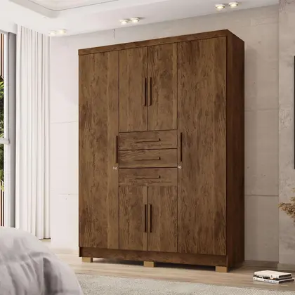 Guarda-roupa de Madeira 6 Portas e 3 gavetas