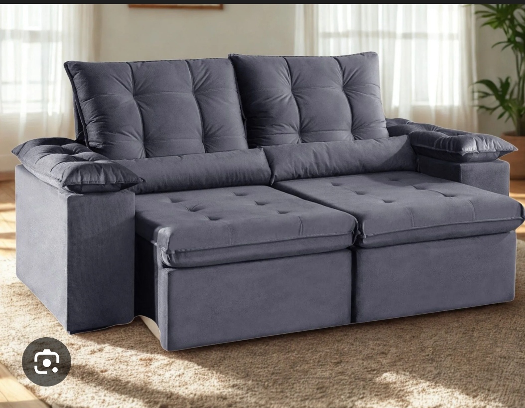 Sofá Retrátil tecido de Veludo colorado 