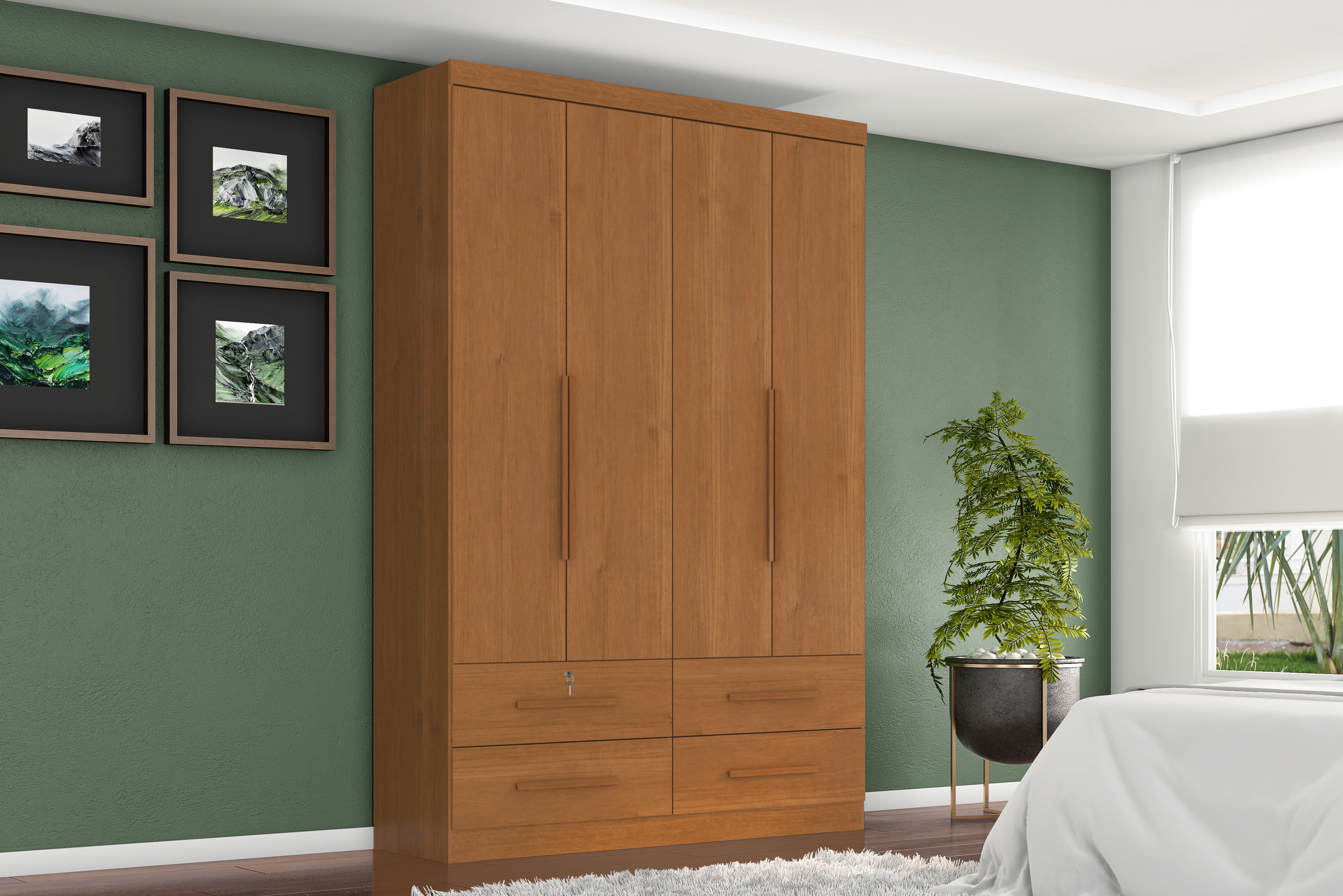 Guarda-roupa 4 portas com 4 gavetas