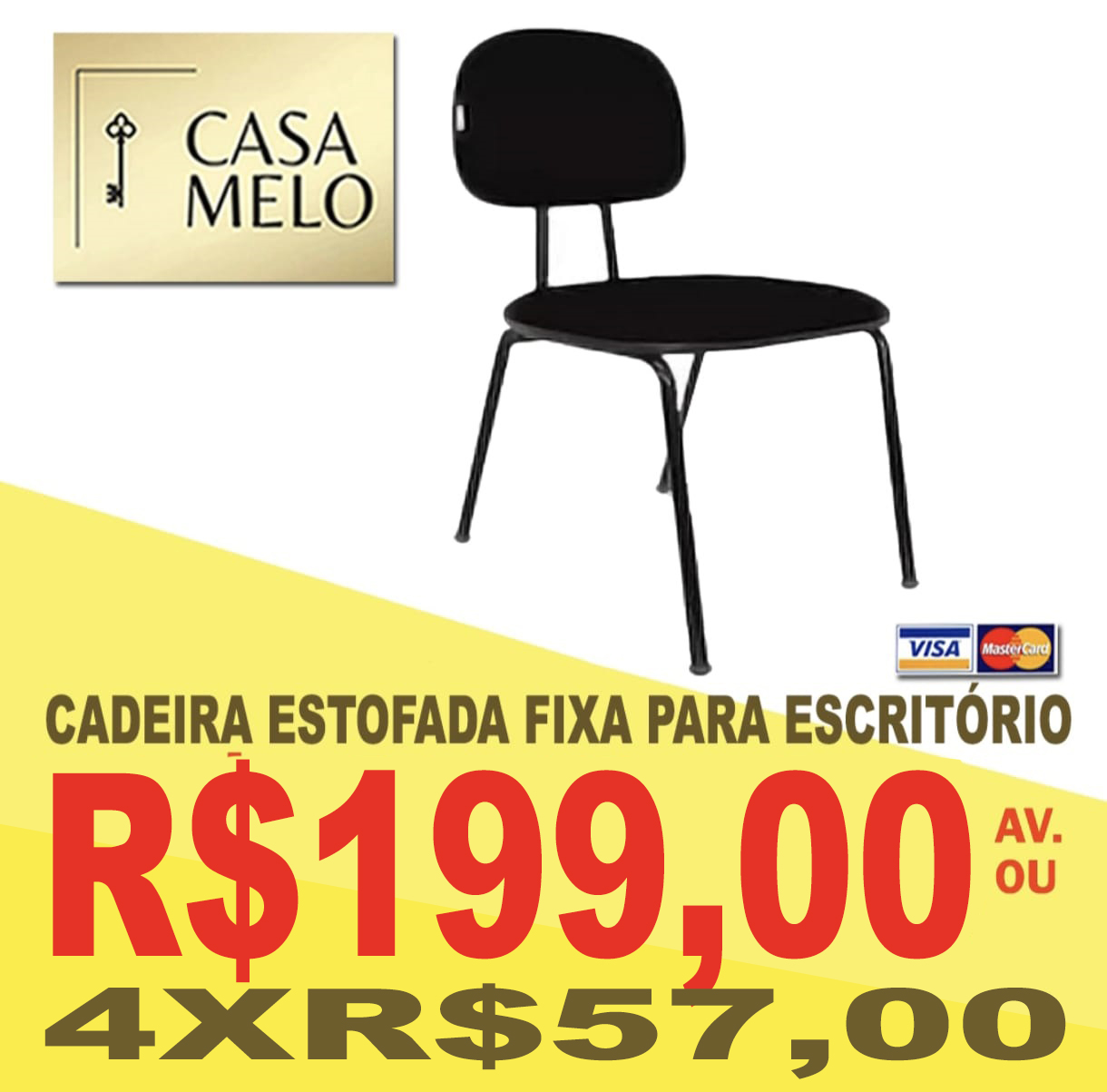 Cadeira Estofada Fixa para escritório