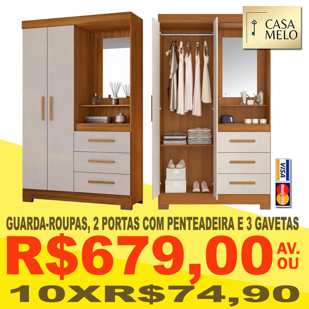 Guarda-Roupas 2 Portas com Penteadeira