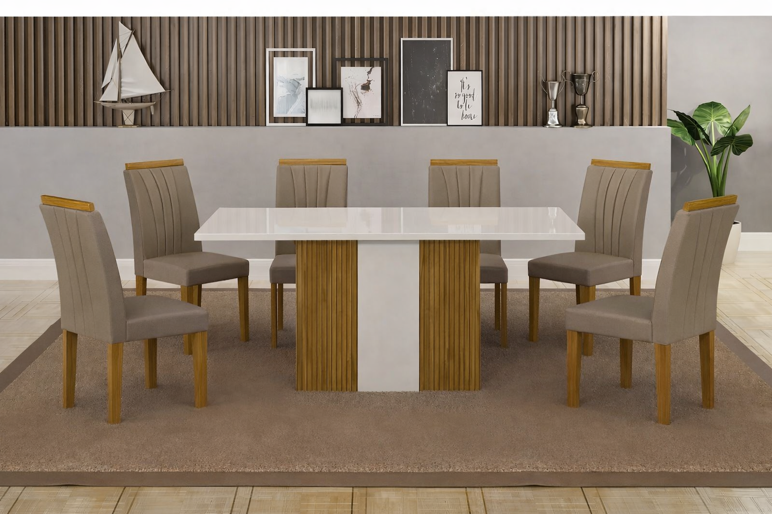 Conjunto de Mesa de Jantar Retangular com cadeiras