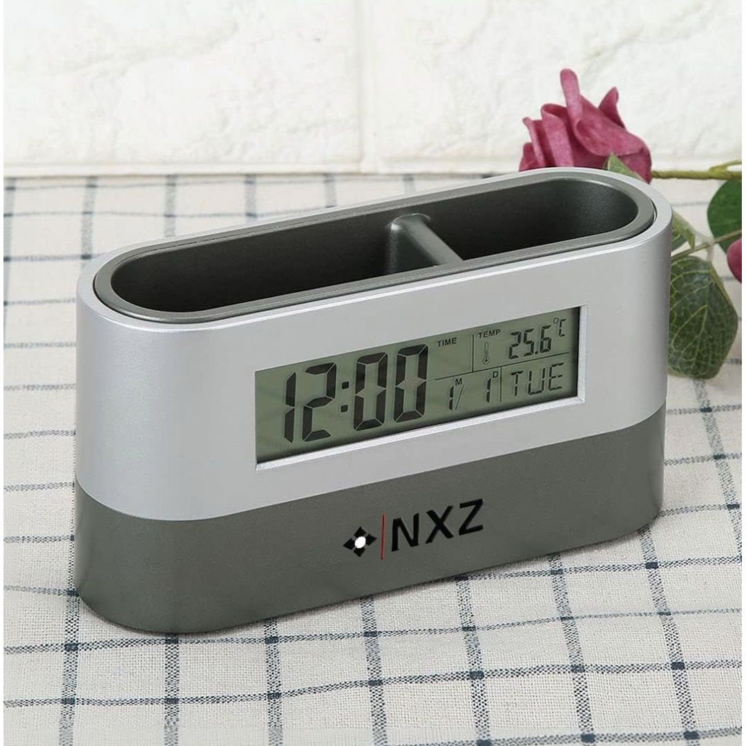 Digital Desk Organizer Clock with Pen Holder