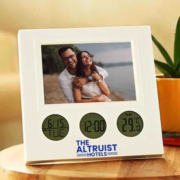 Digital Photo Frame with Clock & Thermometer