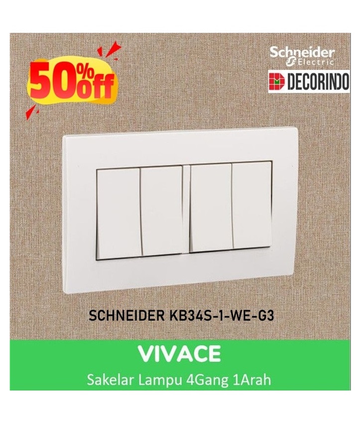 Sakelar Lampu Merk Schneider Vivace 4 Gang 1 Arah KB34S-1-WE-G3