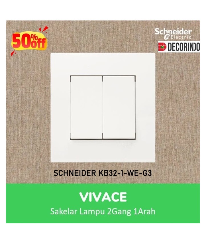 Sakelar Lampu Merk Schneider Vivace 2 Gang 1 Arah KB32-1-WE-G3