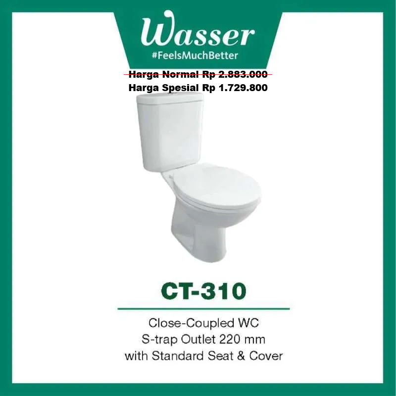 Kloset Duduk Wasser CT-310 Close-Coupled WC