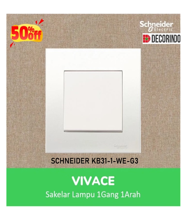 Sakelar Lampu Merk Schneider Vivace 1 Gang 1 Arah KB31-1-WE-G3