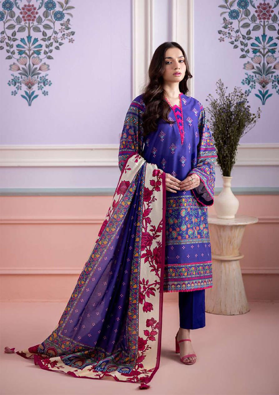 Blue Printed Lawn Suit
