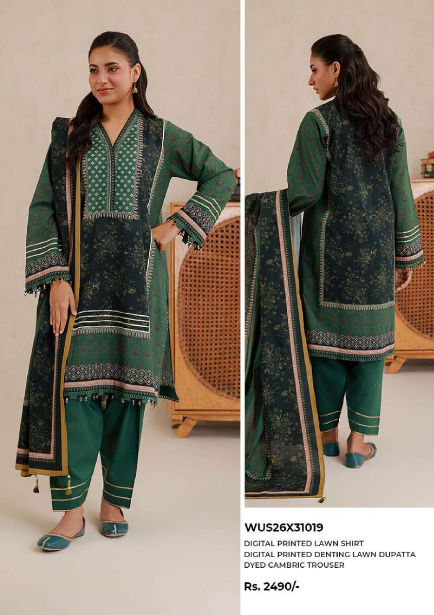 Green Digital Printed Lawn Suit
