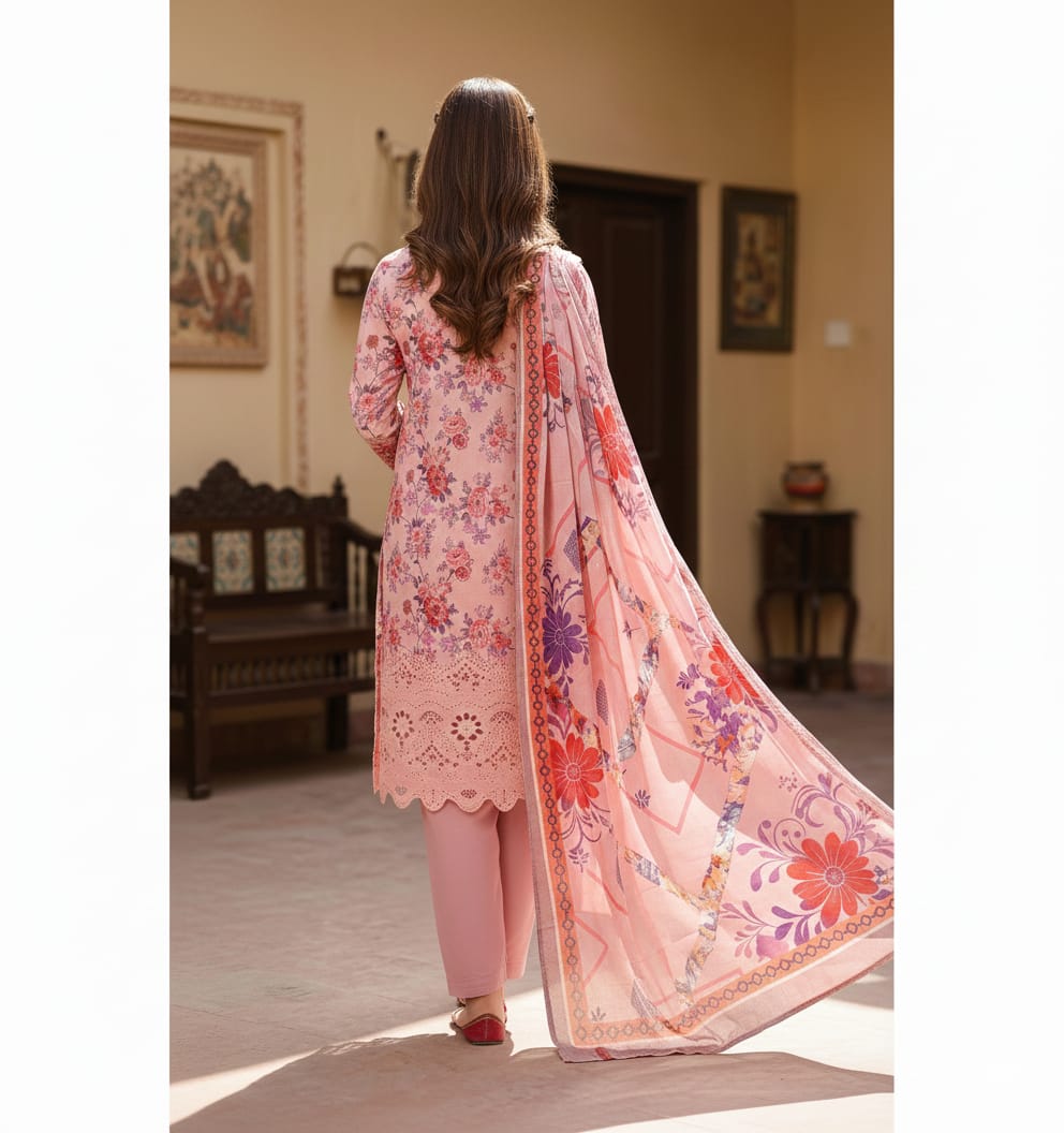 Alkaram Digitel Printed Daman Emb Unstitched Lawn Suit