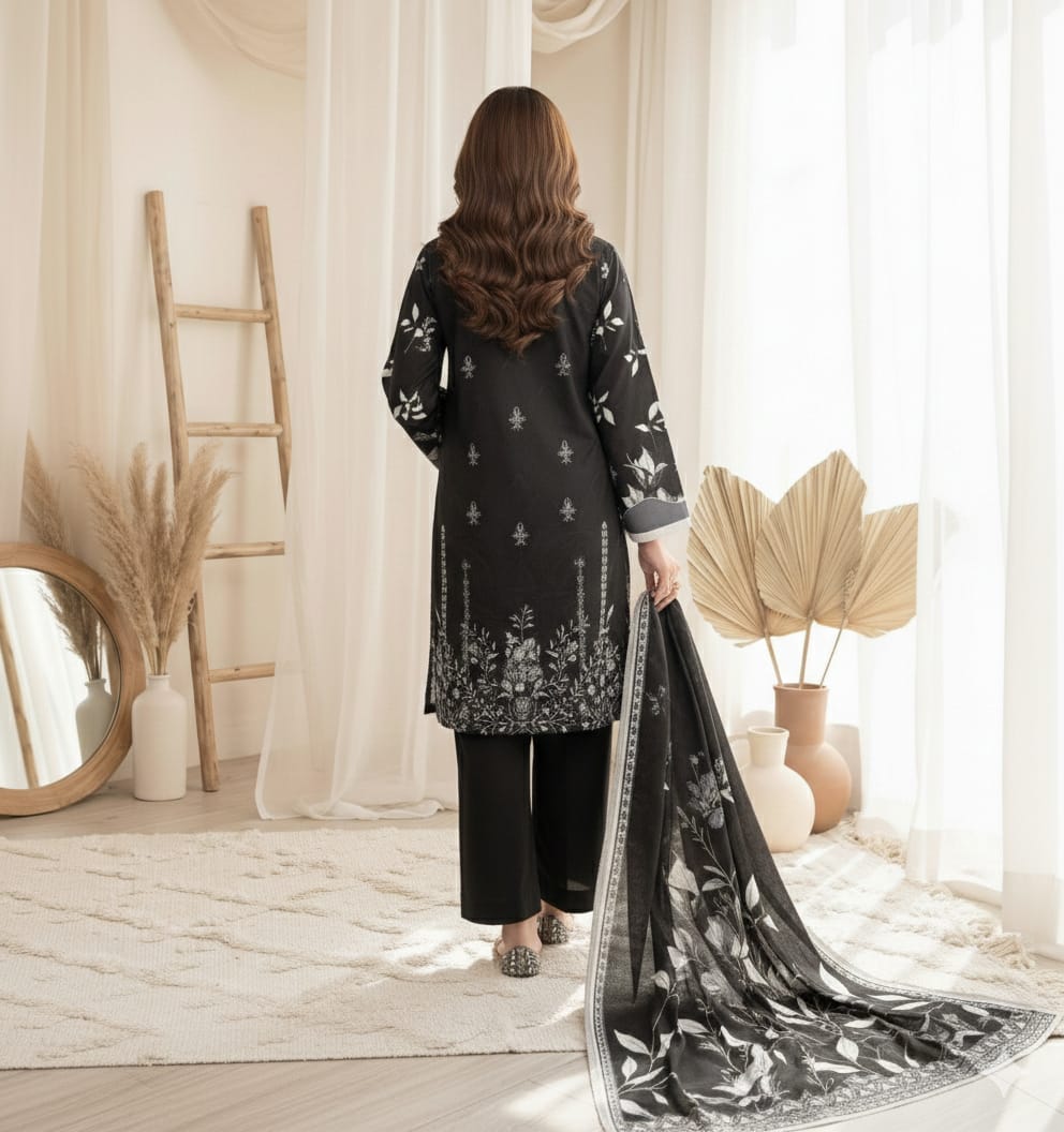 Sapphire womane Digitel Printed neck emb 3-Piece