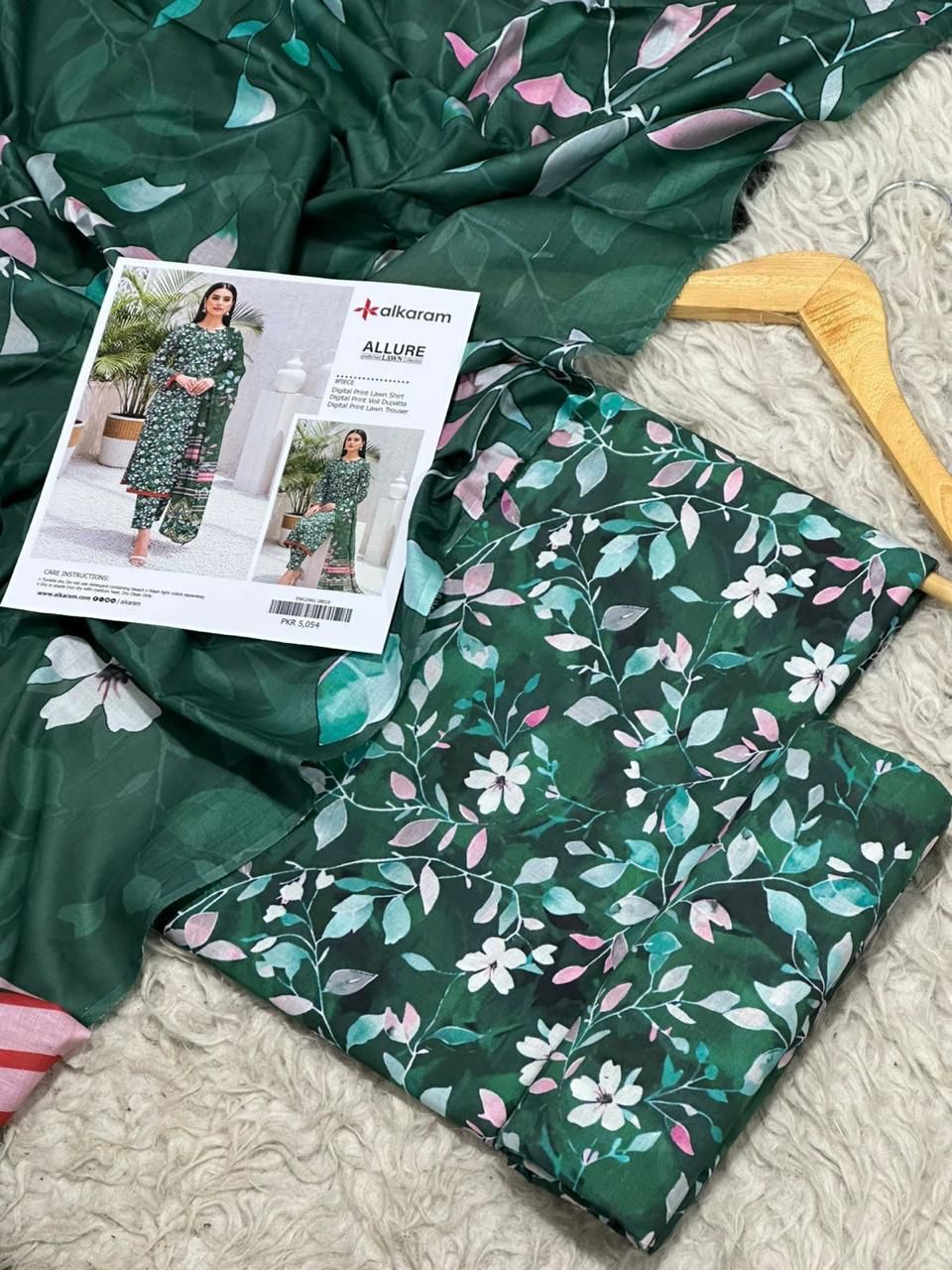 Floral Green Unstitched Suit