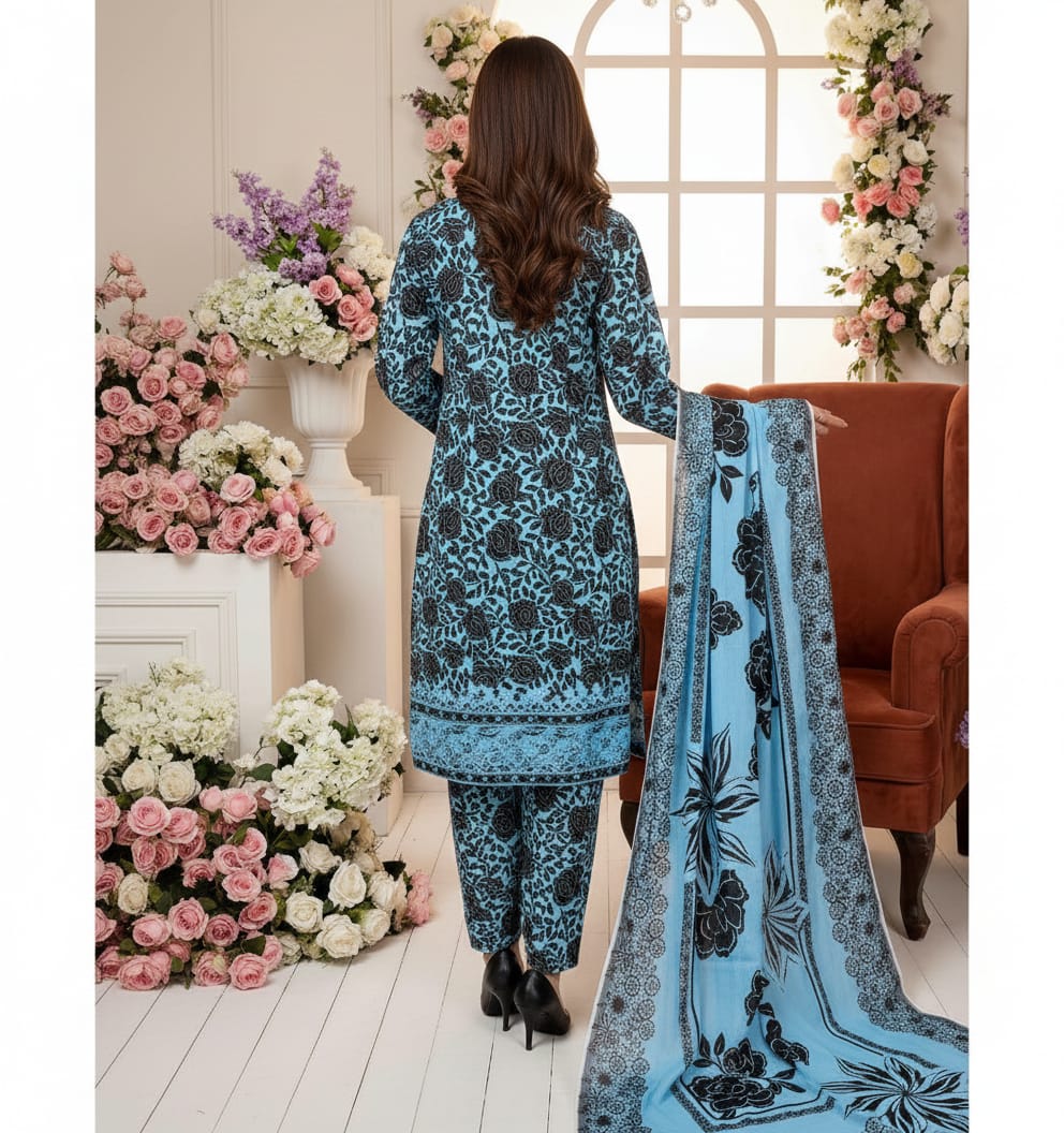 DIGITEL PRINTED DAMAN EMB LAWN 3-PC